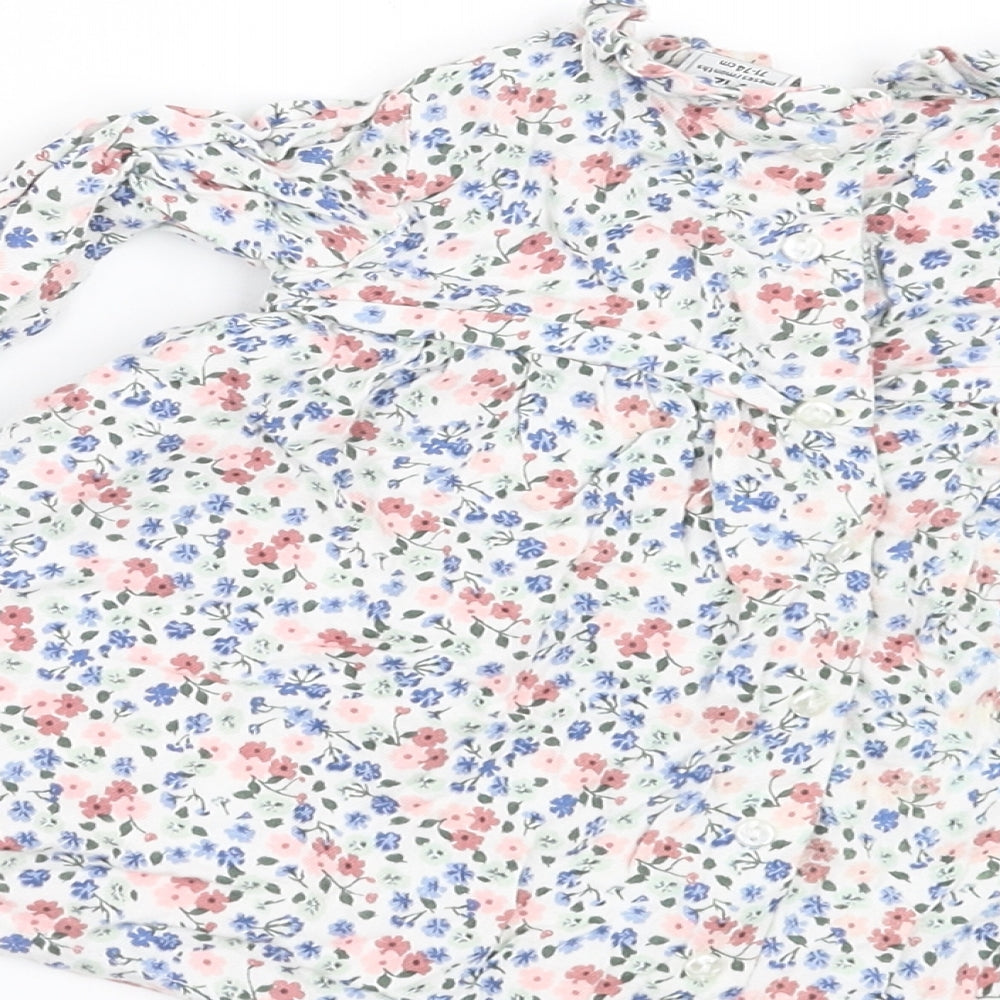Charanga Girls White Floral A-Line Size 9-12 Months