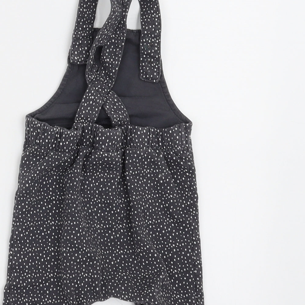 NEXT Girls Grey Spotted Dungaree One-Piece Size 0-3 Months - SHORTS