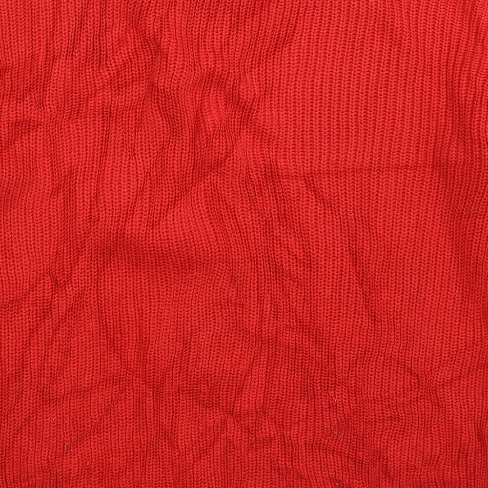 Marks & Spencer Womens Red Striped Knit Pullover Jumper Size M - Oversized