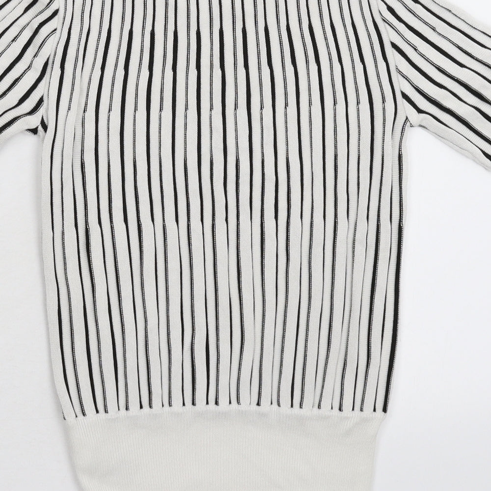 Marks & Spencer Womens White Striped Knit Pullover Jumper Size 6