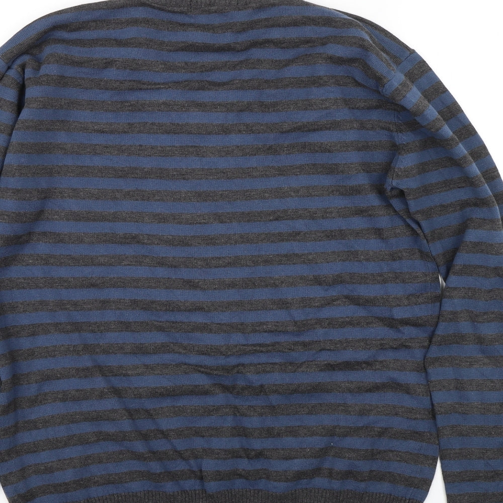 Soul rebel Mens Blue Striped Pullover Jumper Size XL