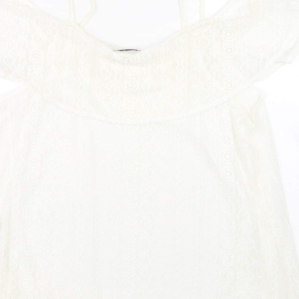 Urban Mist Womens Beige Floral Lace Basic Tank Size XL