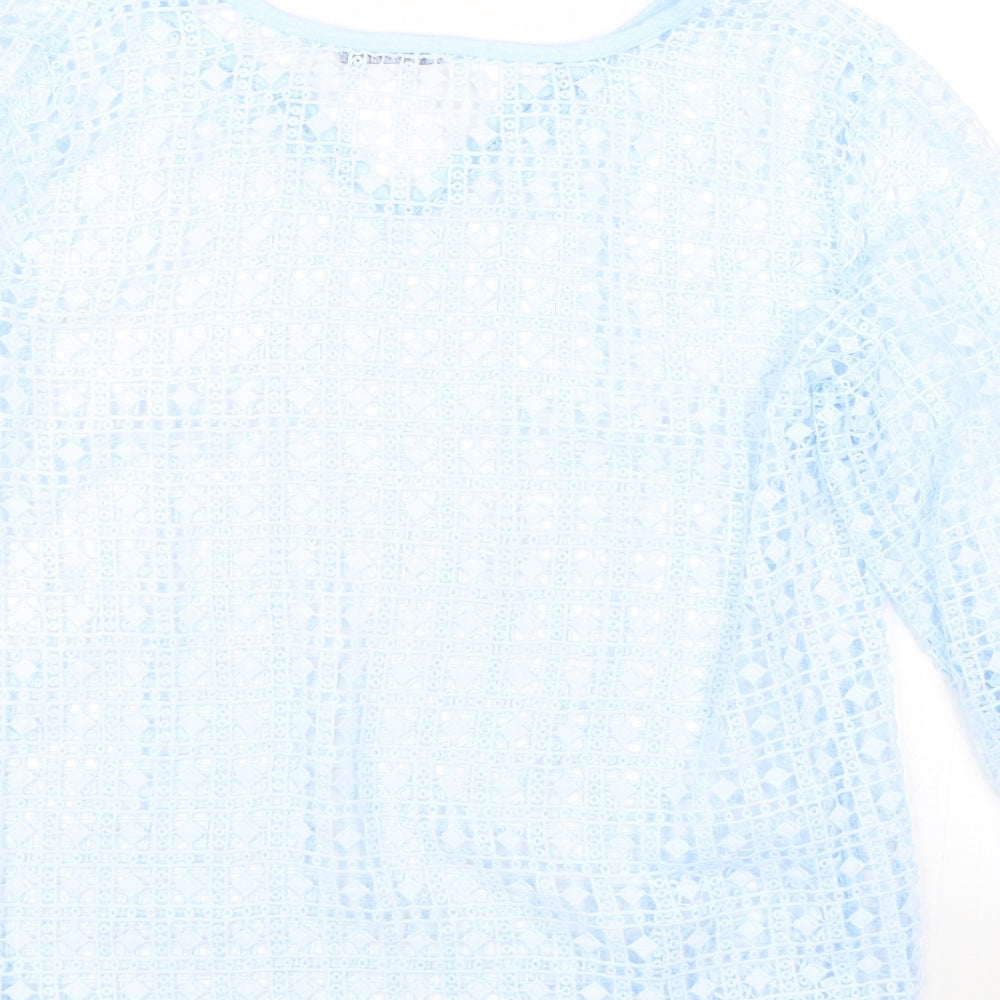 LV Clothing Womens Blue Argyle/Diamond Basic T-Shirt Size 16