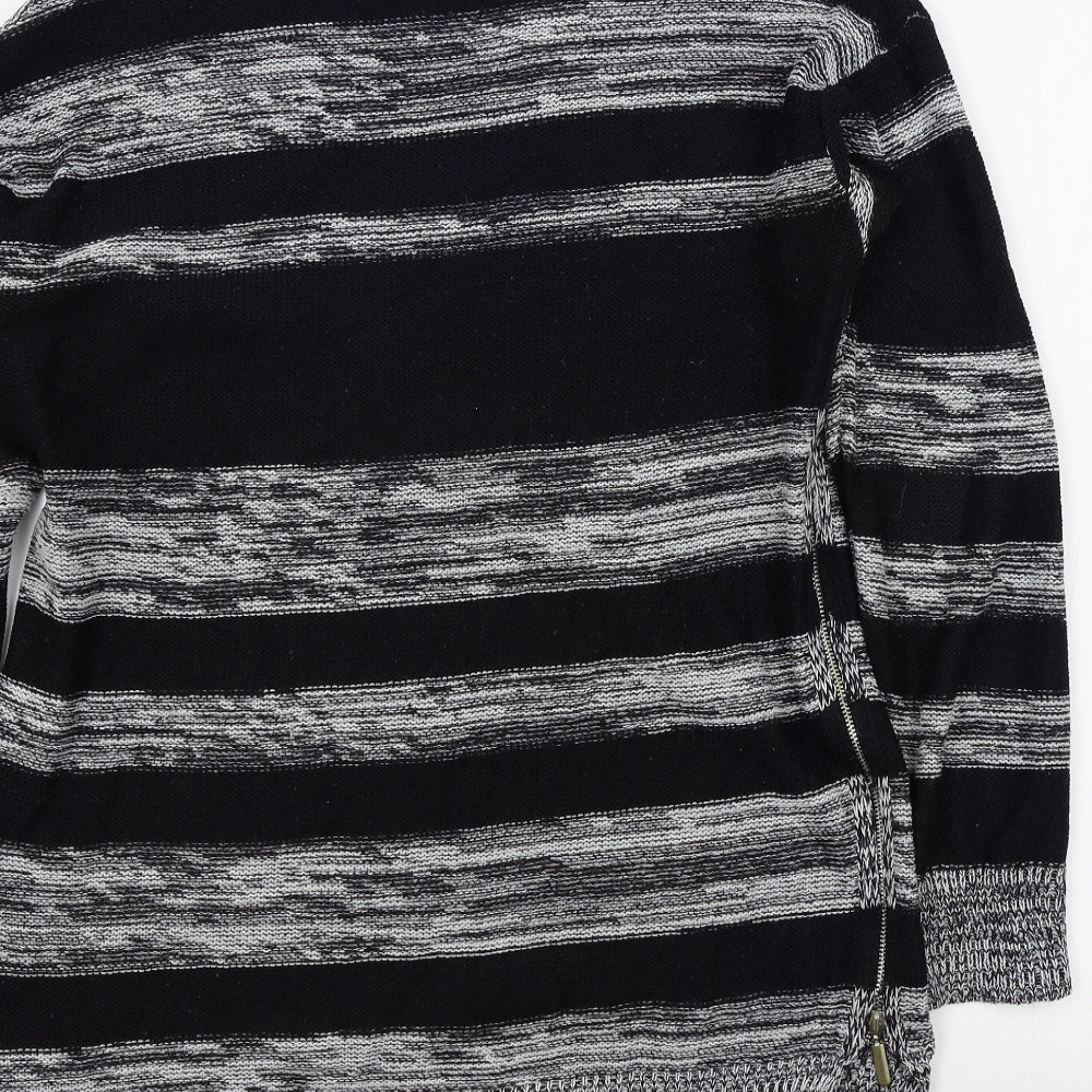 Papaya Womens Black Striped Pullover Jumper Size M