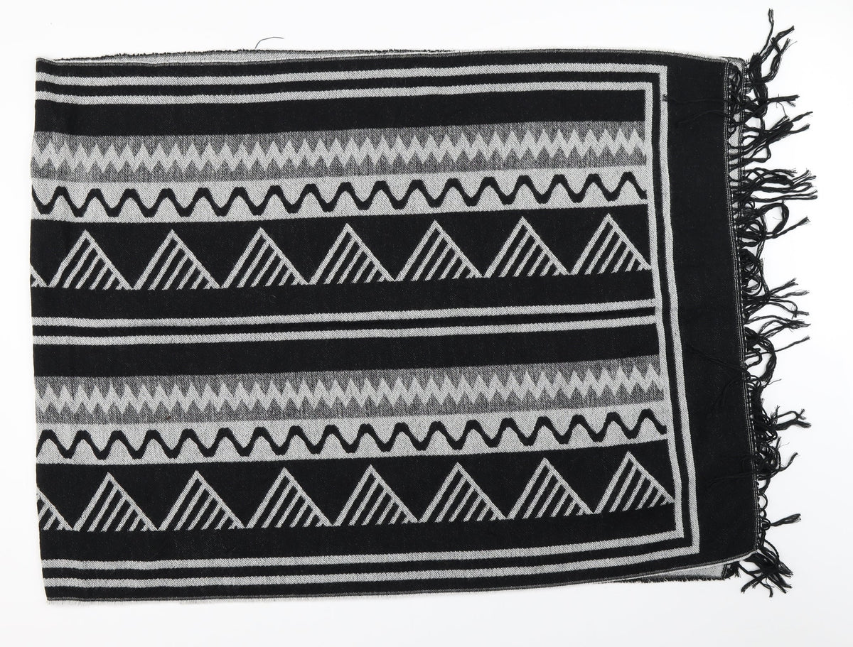 Preworn Womens Black Geometric Shawl/Wrap