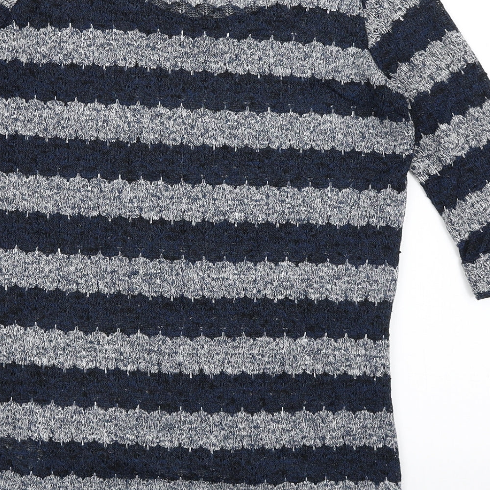 New Look Womens Blue Striped Pullover Jumper Size 8