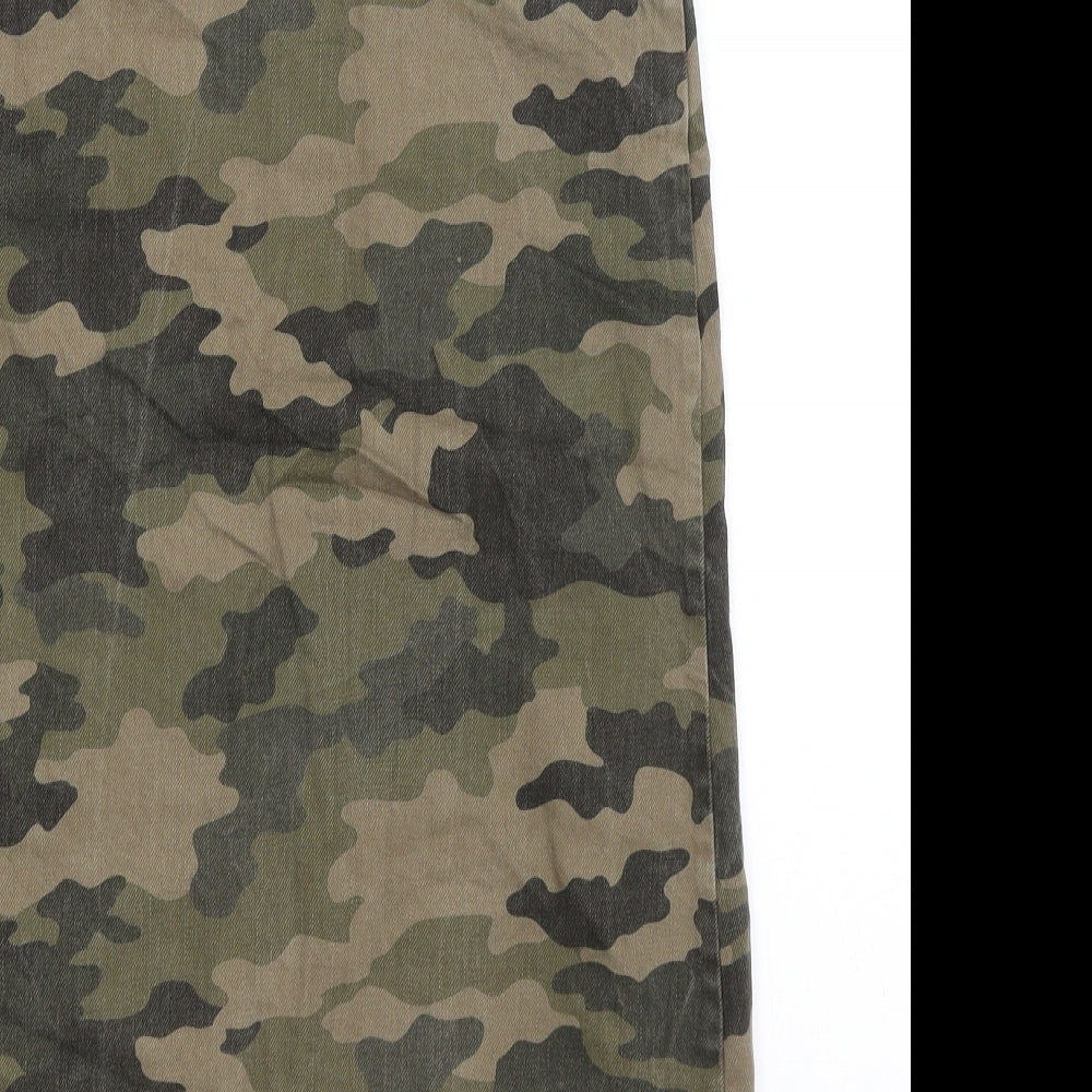 M&S Girls Green Camouflage A-Line Size 10-11 Years
