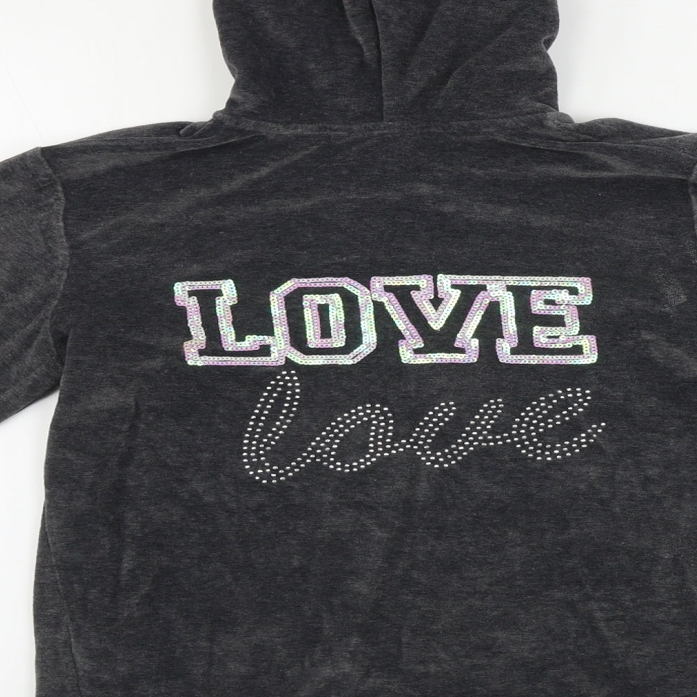 George Girls Grey Full Zip Hoodie Size 13-14 Years