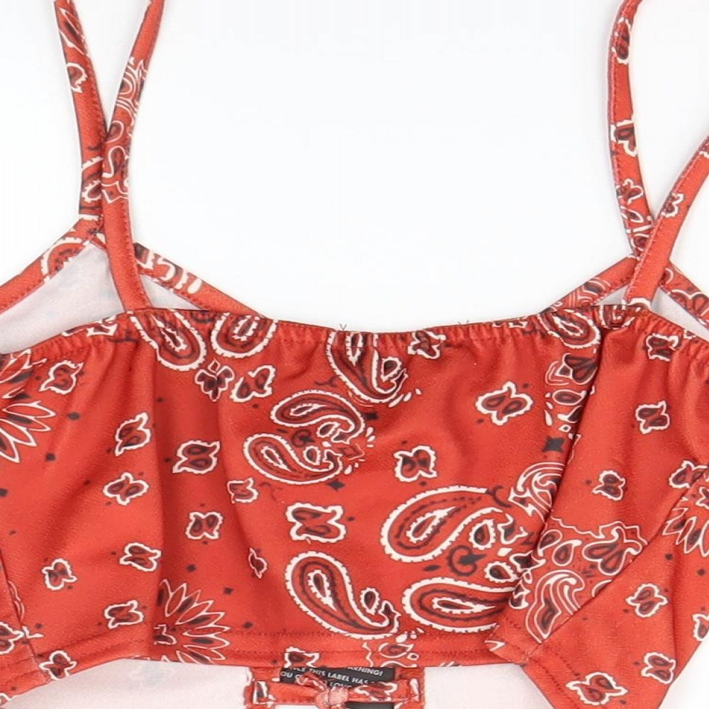 PRETTYLITTLETHING Womens Red Cropped Tank Size 10