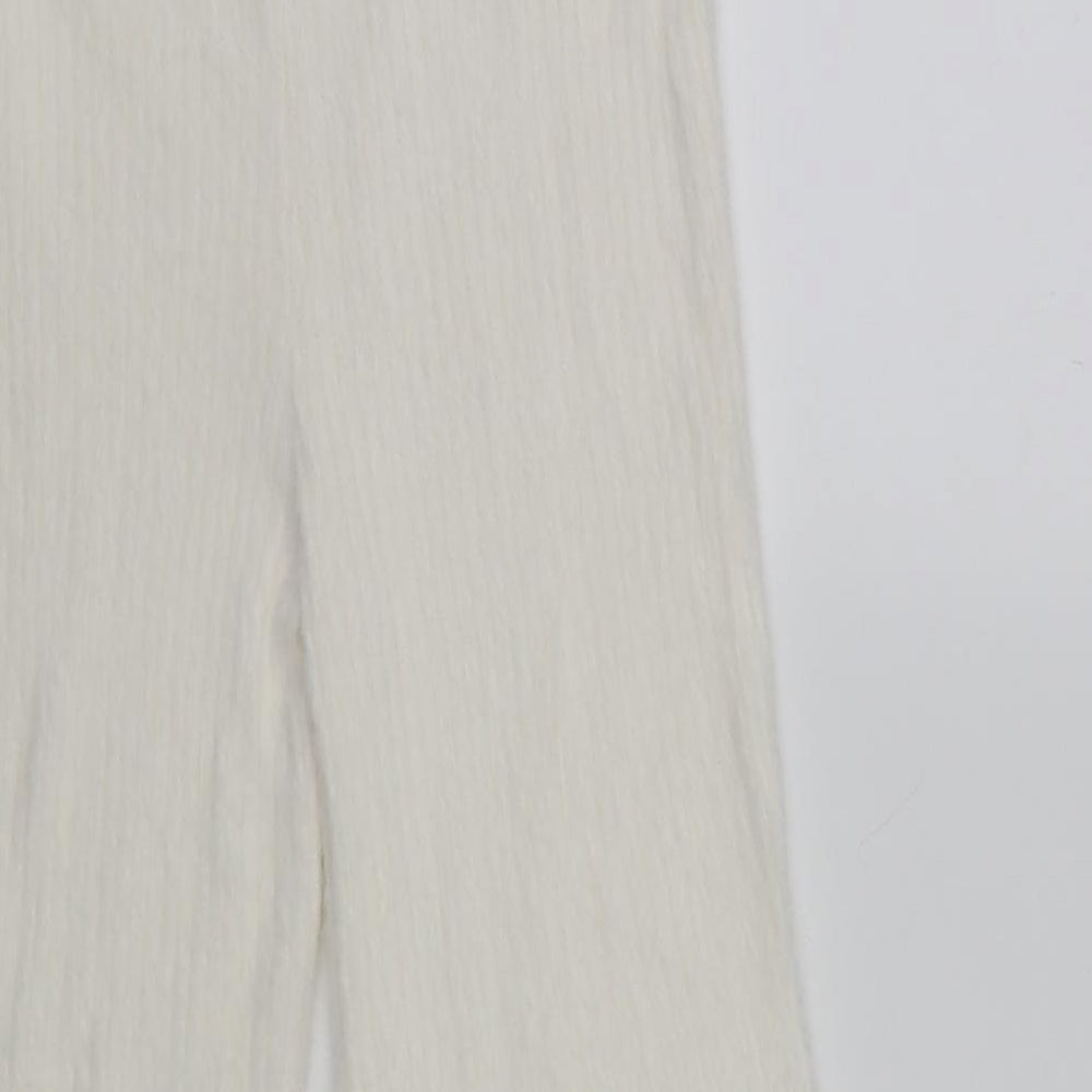 Spring Womens White Cropped Trousers Size 10 L20 in - Elastic Waist
