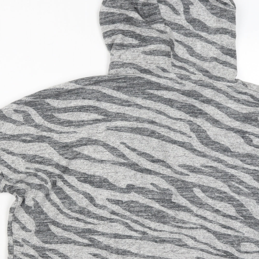 New Look Womens Grey Striped Pullover Hoodie Size M