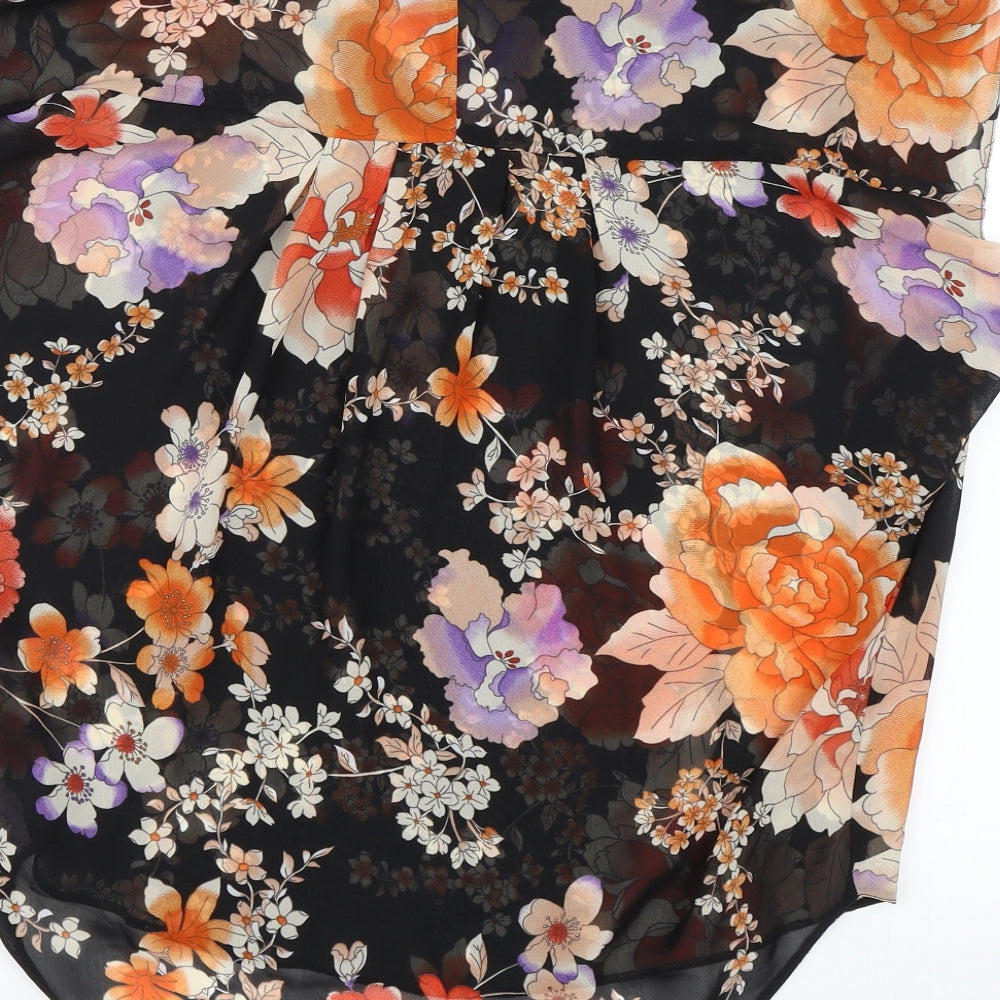 Wallis Womens Black Floral Basic Blouse Size S