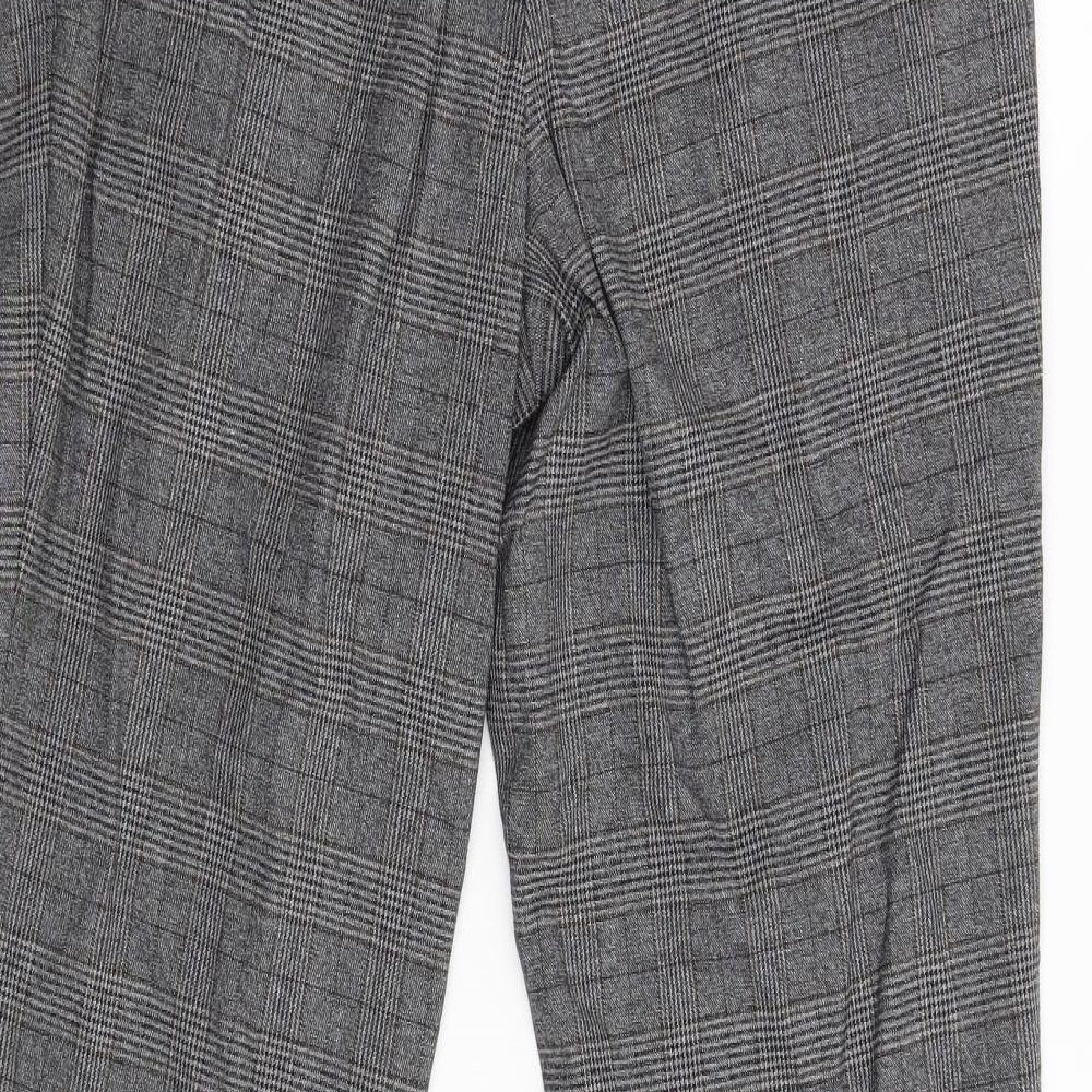 Marks & Spencer Womens Grey Check Trousers Size 32 L30 in
