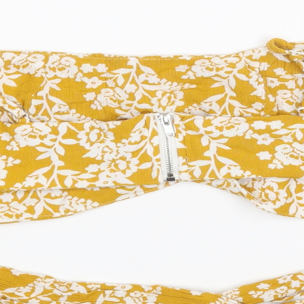 Sheine Womens Yellow Floral Rayon Basic Blouse Size 4