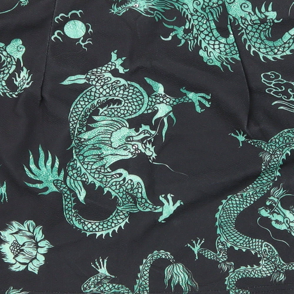SheIn Womens Black Animal Print Wrap Skirt Size S - Dragon