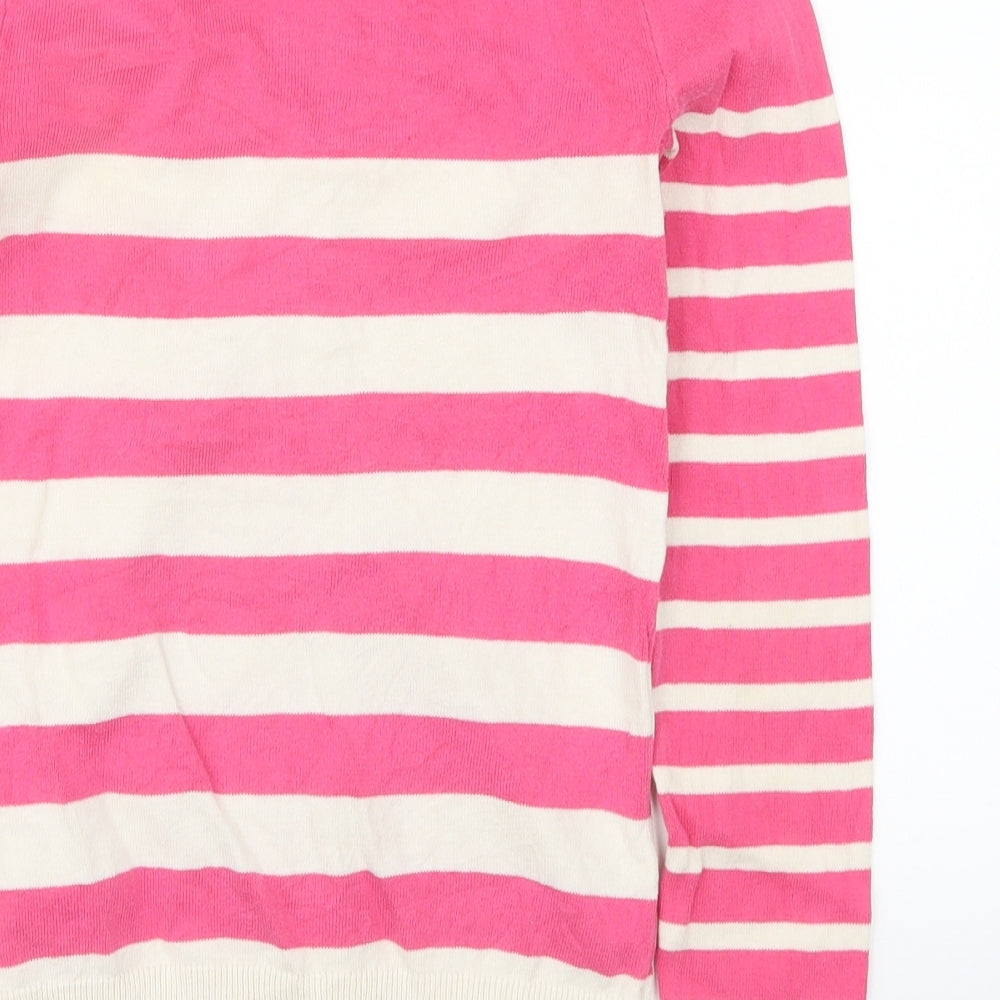 H&M Womens Pink Striped Cardigan Jumper Size 4