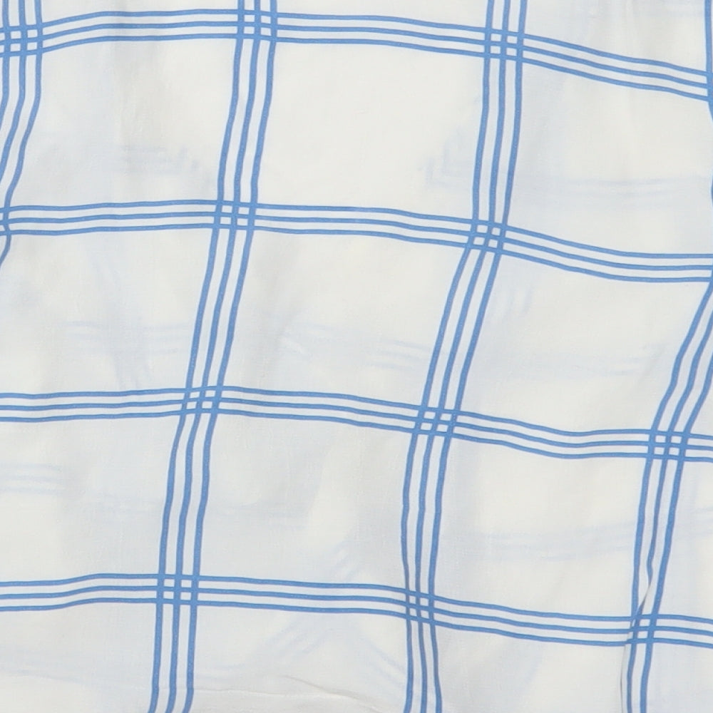 Miss Selfridge Womens White Check Wrap Blouse Size 6 - Blue