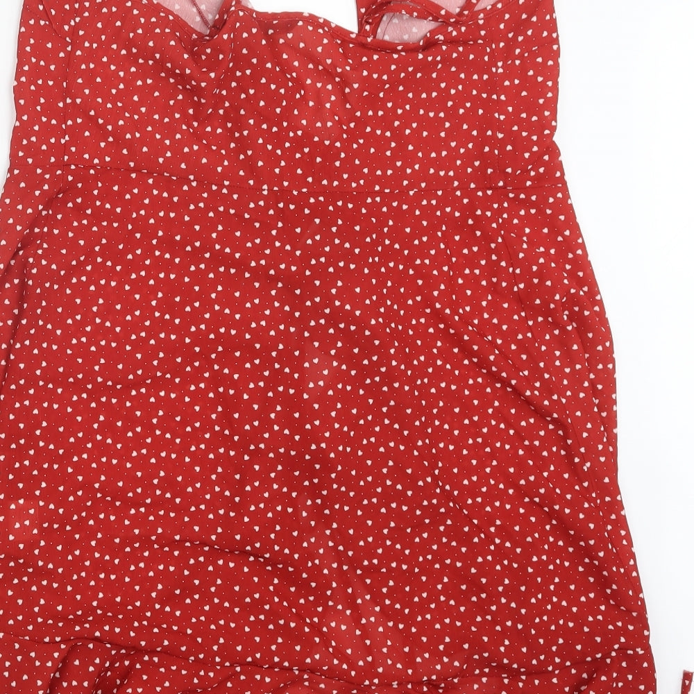 SheIn Womens Red Geometric Basic Blouse Size S