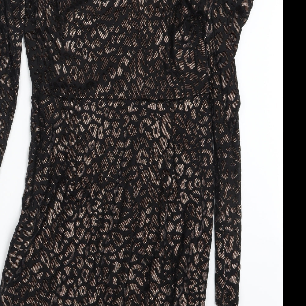 Dorothy Perkins Womens Black Animal Print Mini Size 8