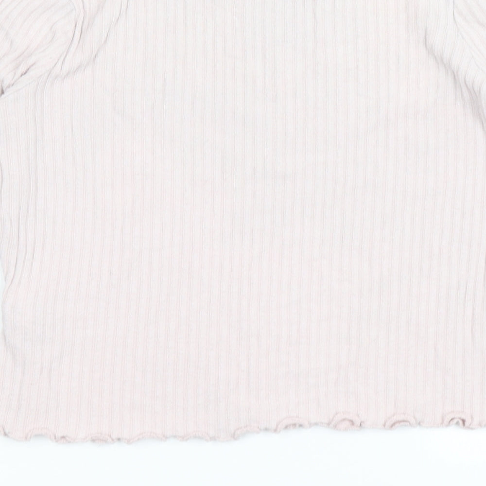Marks & Spencer Girls Pink Basic T-Shirt Size 11-12 Years - Lettuce Edging