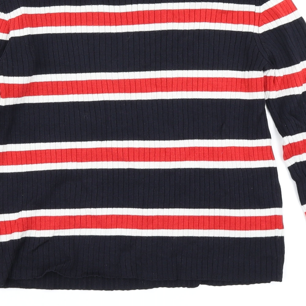 Divided Womens Blue Striped Knit Pullover Jumper Size M