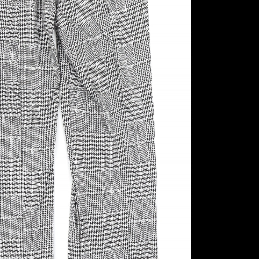 H&M Womens Black Plaid Trousers Size S L24 in