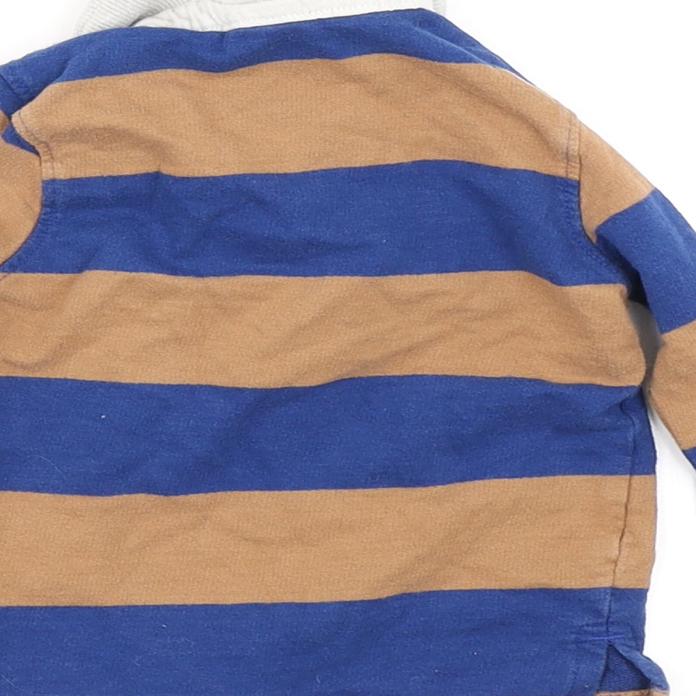 M&Co Boys Blue Striped Basic Polo Size 9-12 Months