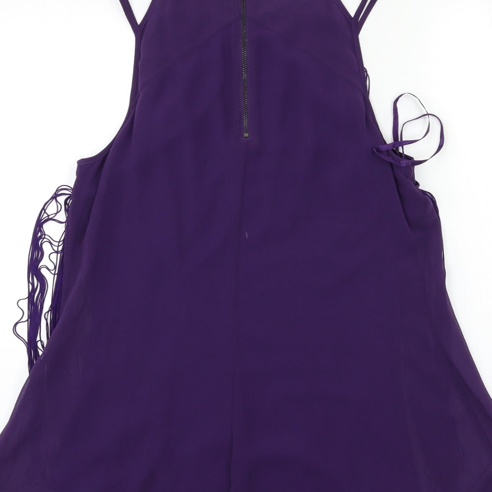 Coast Womens Purple Basic Blouse Size 10 - tassel front