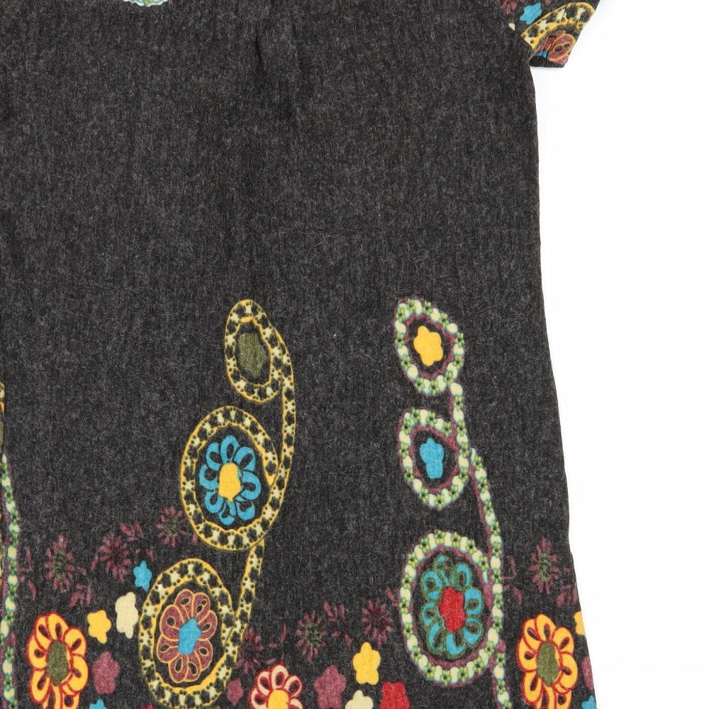pussycat Womens Grey Geometric A-Line Size S