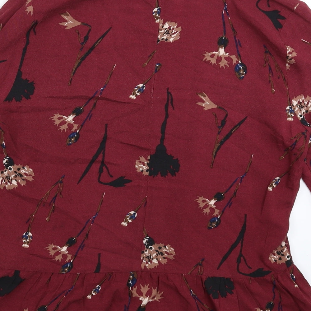 ICHI Womens Brown Floral Basic Blouse Size M