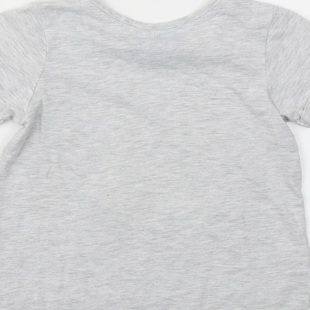 Disney Girls Grey Animal Print Basic T-Shirt Size 3-4 Years