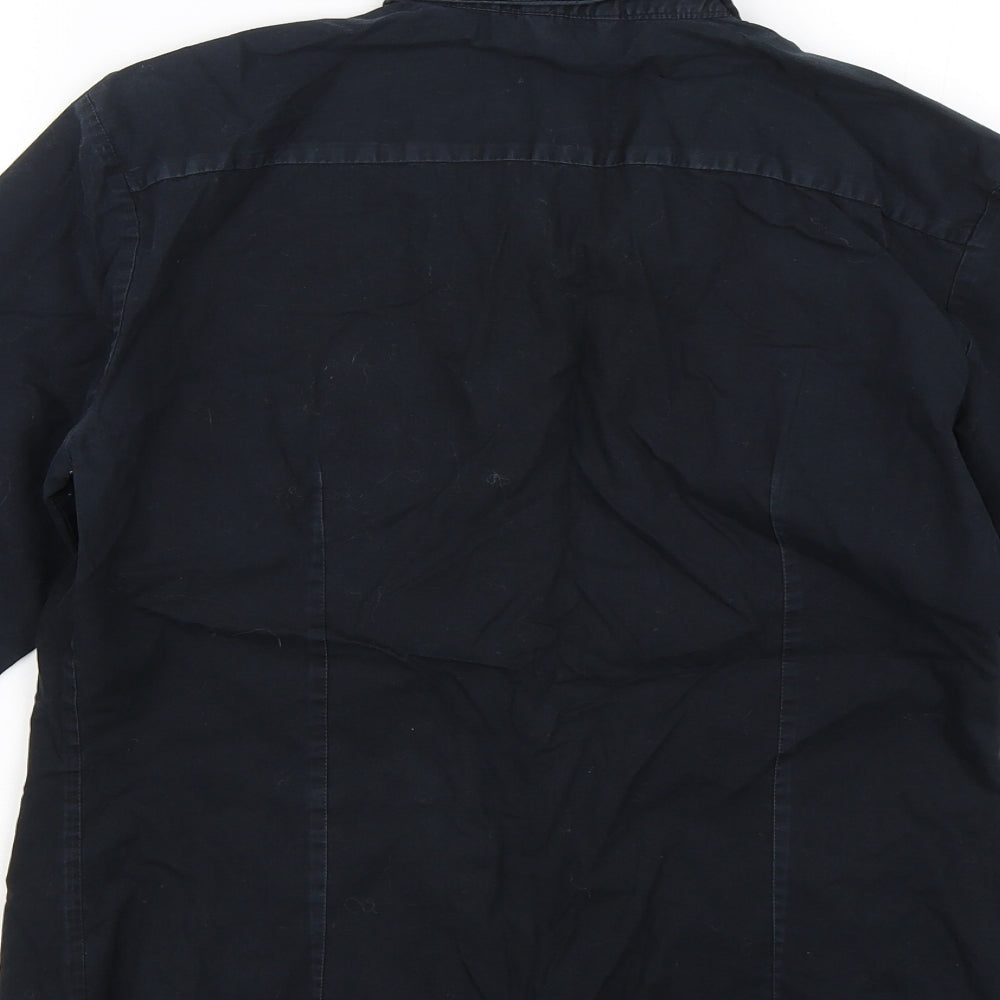 United Colors of Benetton Womens Blue Basic Button-Up Size S