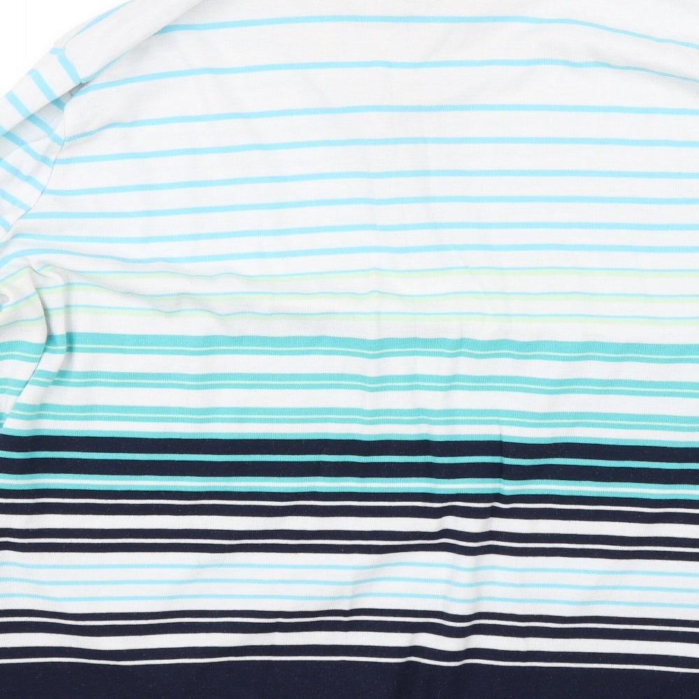 Bonmarché Womens Blue Striped Basic Polo Size XL