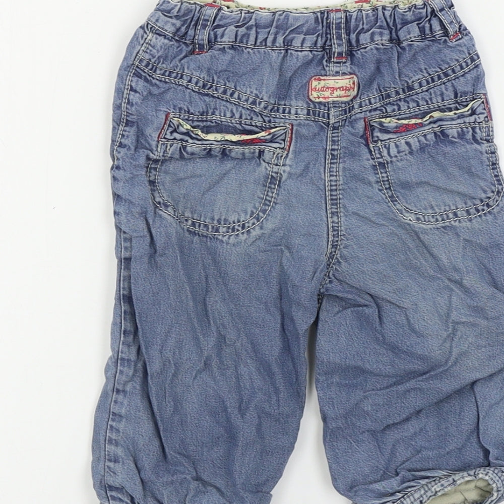 Marks & Spencer Girls Blue Cargo Trousers Size 9-12 Months