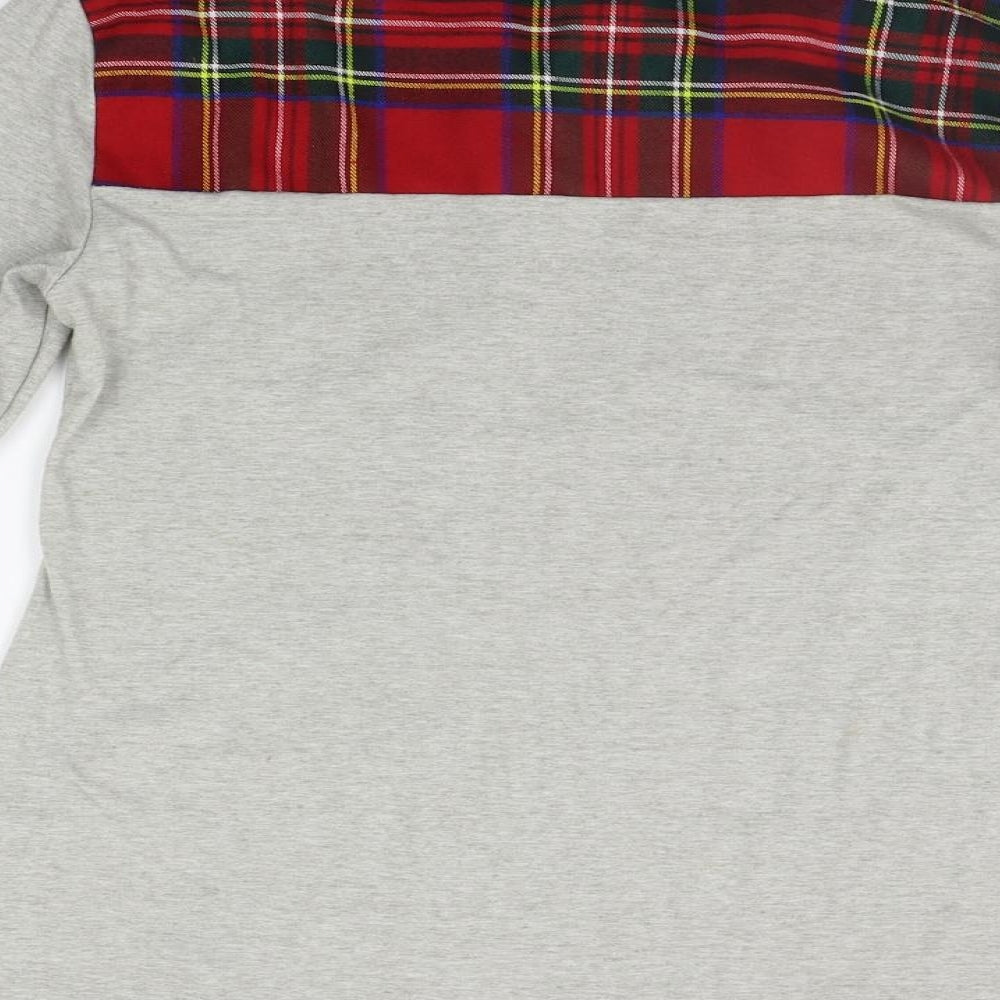 Blooming Jelly Womens Grey Check Basic T-Shirt Size S