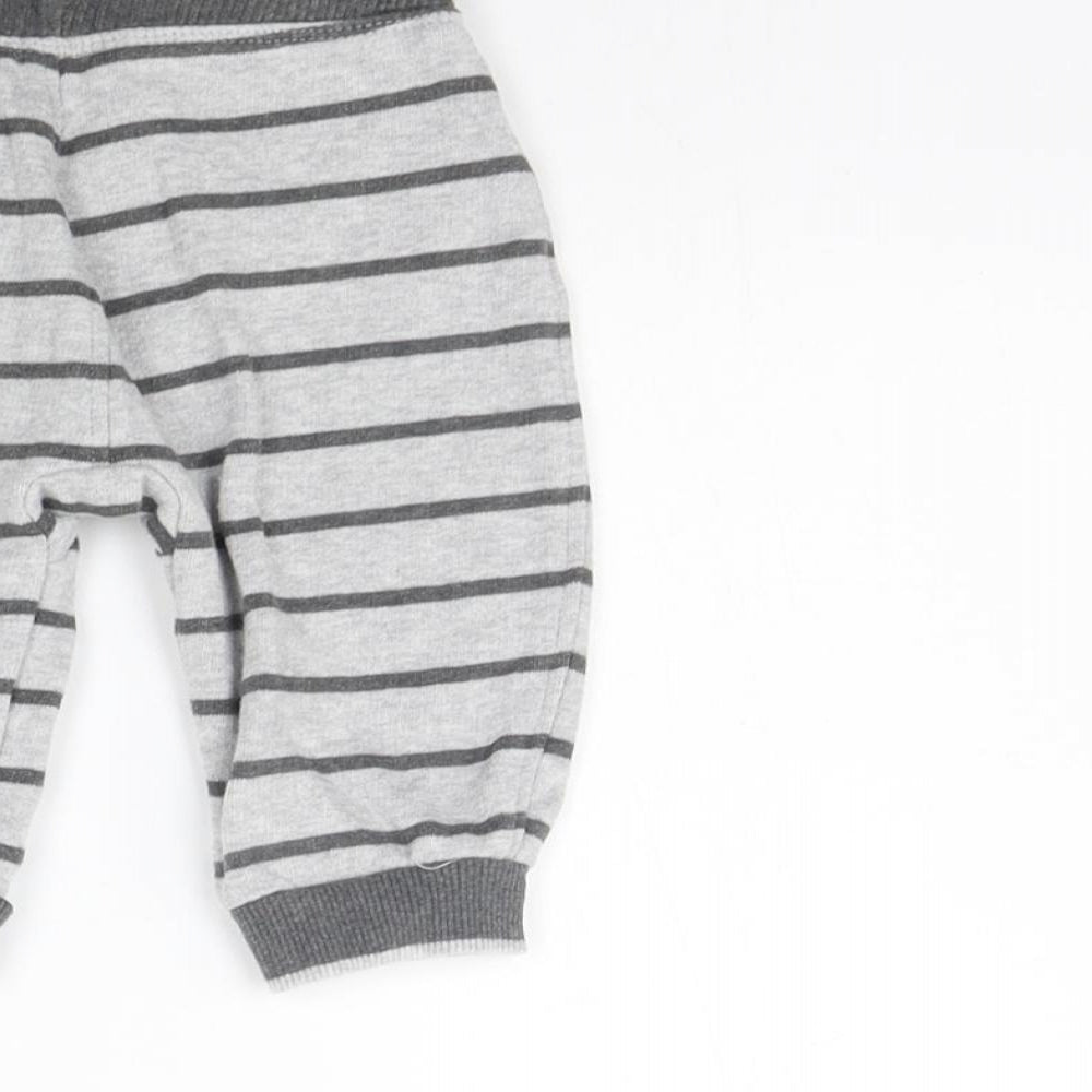 George Girls Grey Striped Jogger Trousers Size 3-6 Months