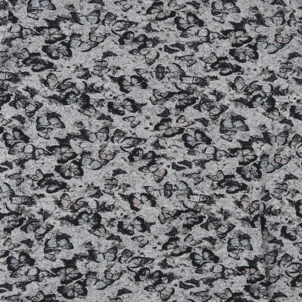 George Womens Grey Animal Print Basic Blouse Size 8
