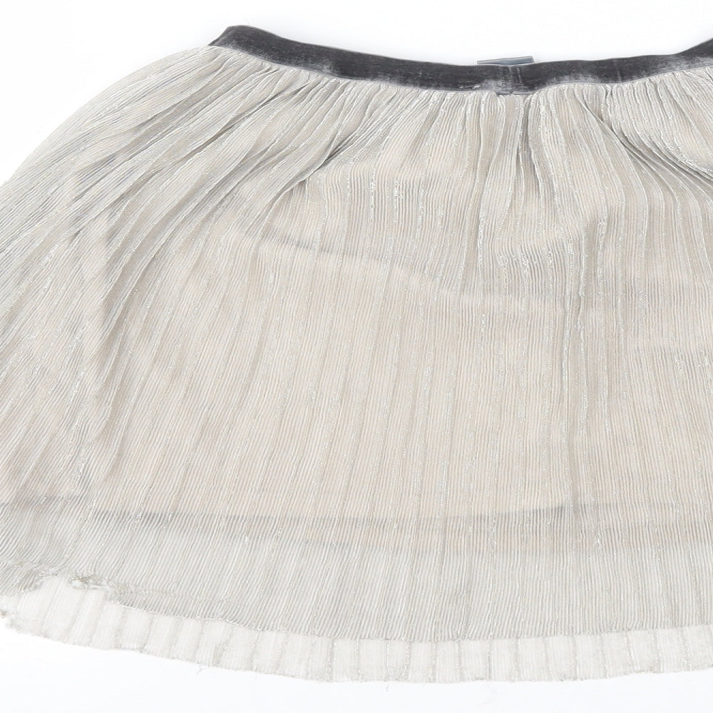 NEXT Girls Silver Pleated Skirt Size 10 Years