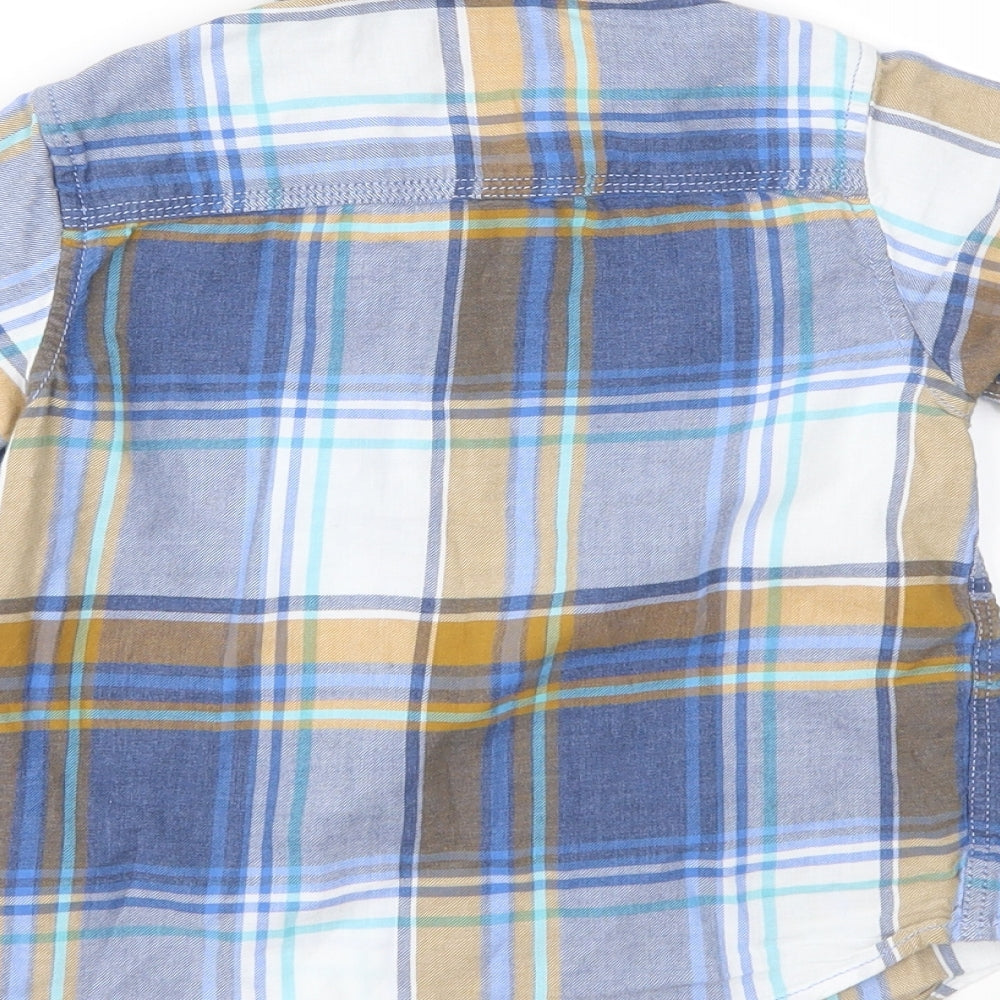 NEXT Boys Blue Plaid Basic Button-Up Size 4 Years