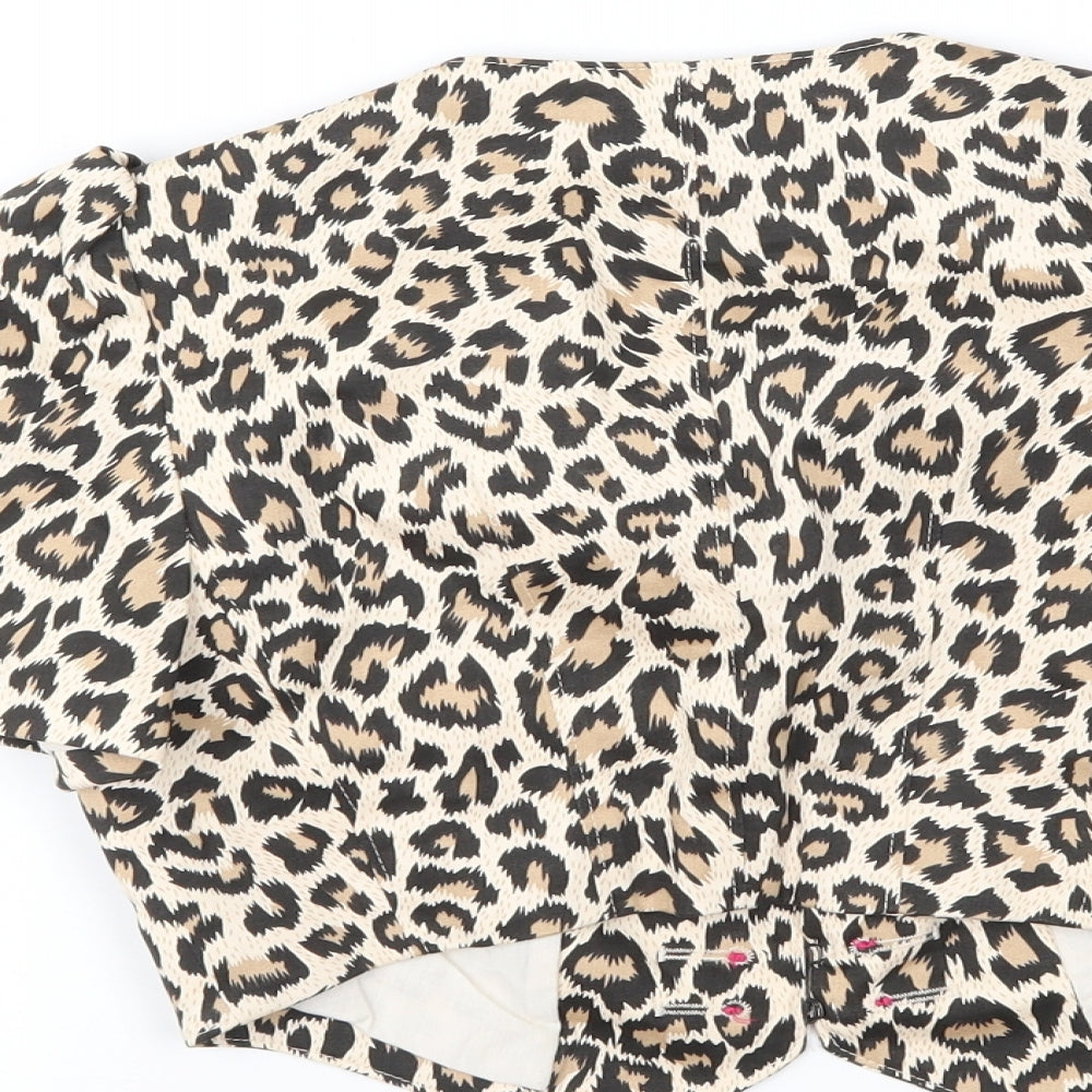 G:21 Womens Beige Animal Print Cardigan Jumper Size 4
