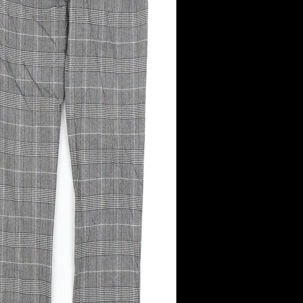Pimkie Womens Grey Plaid Capri Trousers Size 10 L28 in