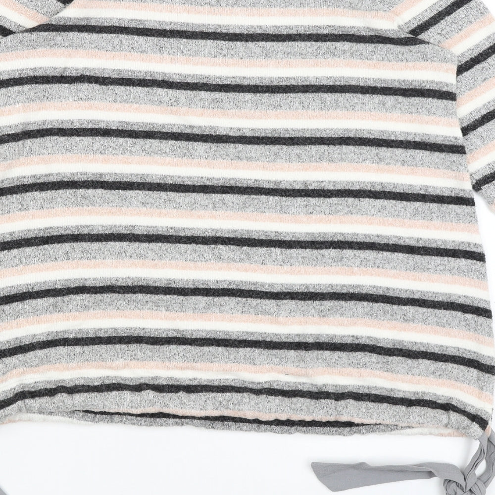 NEXT Womens Grey Striped Pullover Jumper Size 10