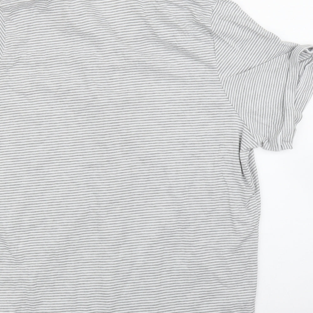 Preworn Womens Grey Striped Basic Blouse Size L
