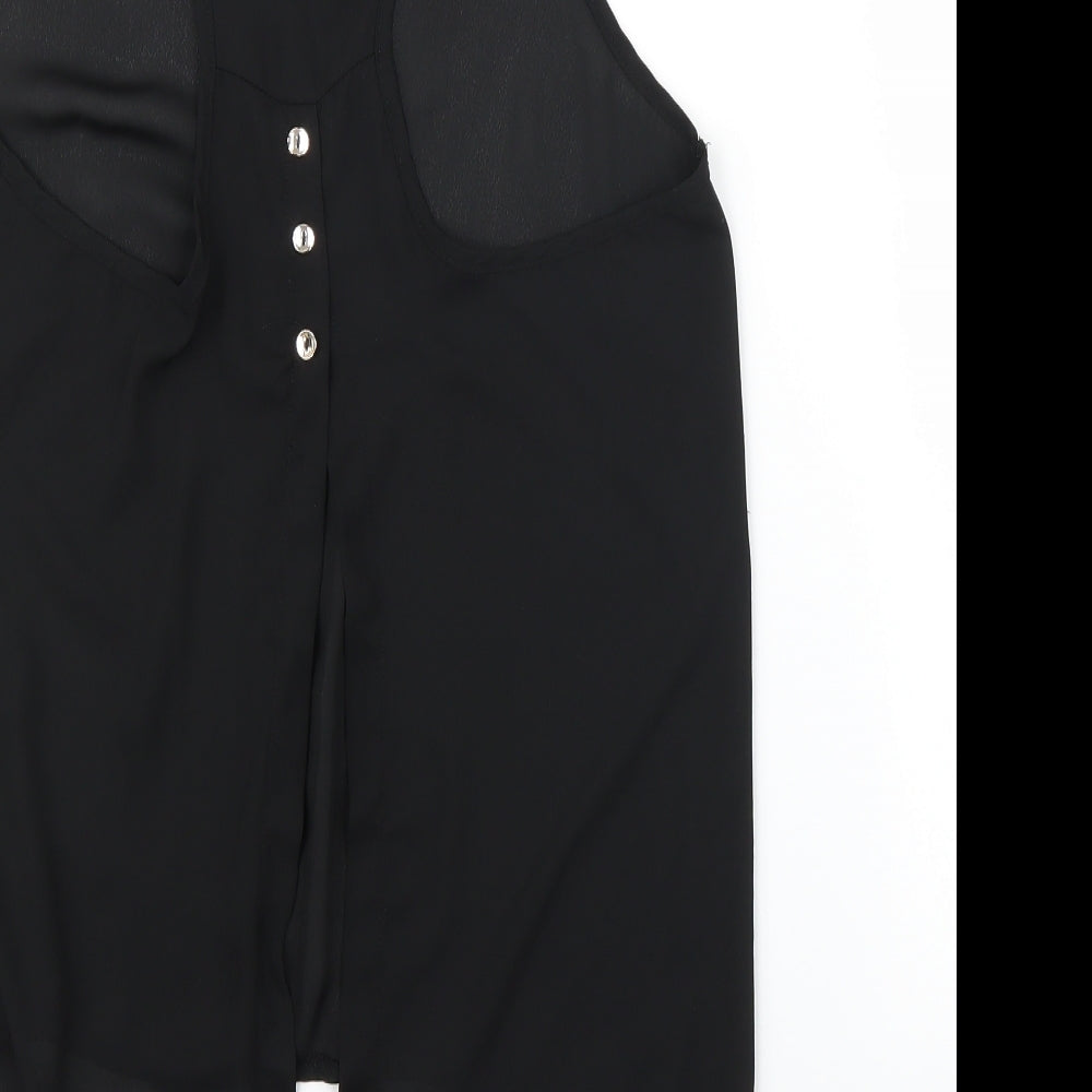 Only Fashion Womens Black Basic Blouse Size L - Split down back