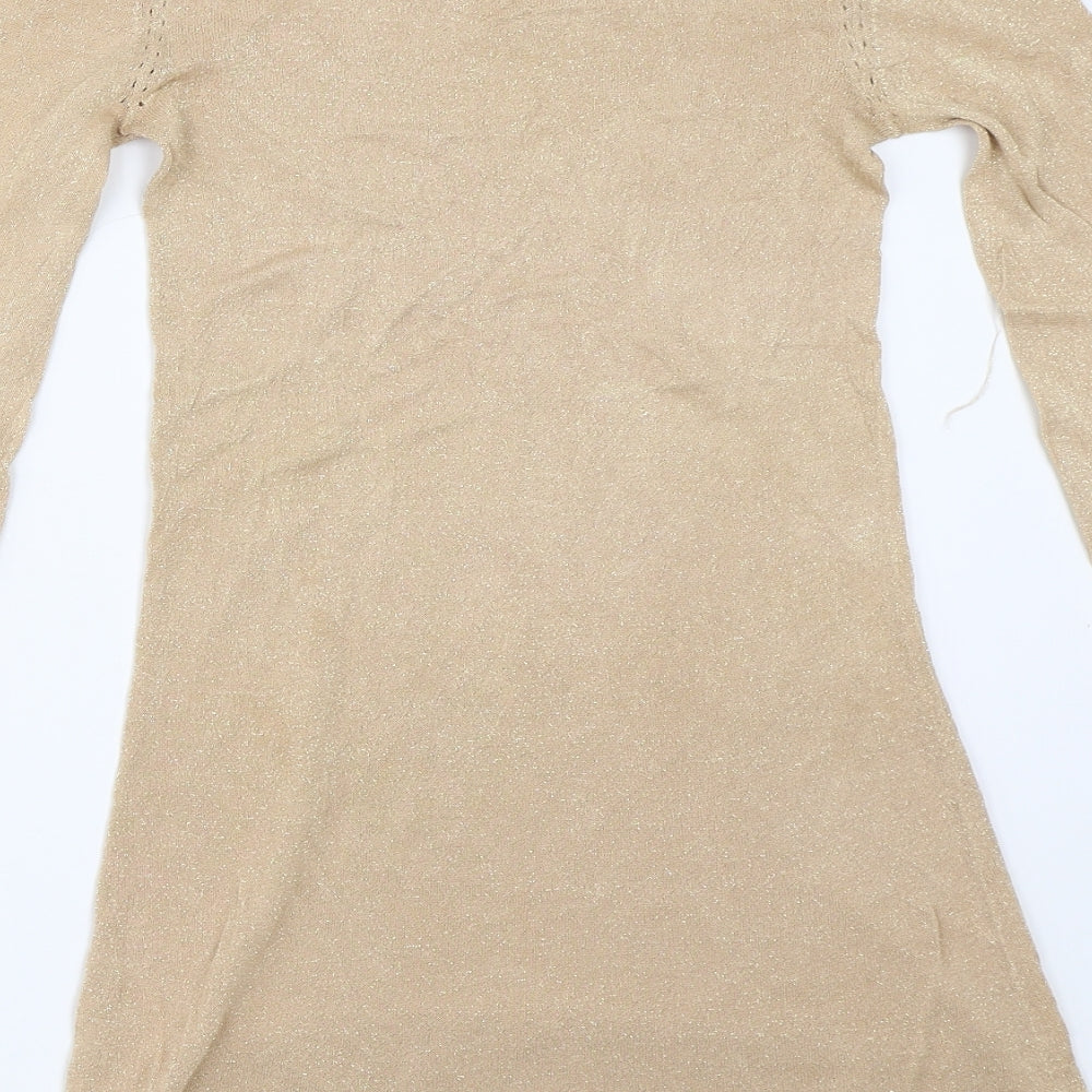 Miss Selfridge Womens Gold Pullover Jumper Size 8
