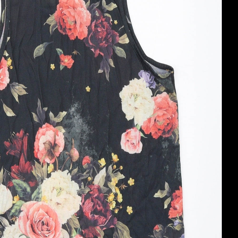 LDN DNM Womens Black Floral Basic Tank Size XS