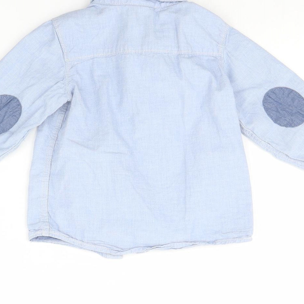 H&M Boys Blue Basic Button-Up Size 12 Months