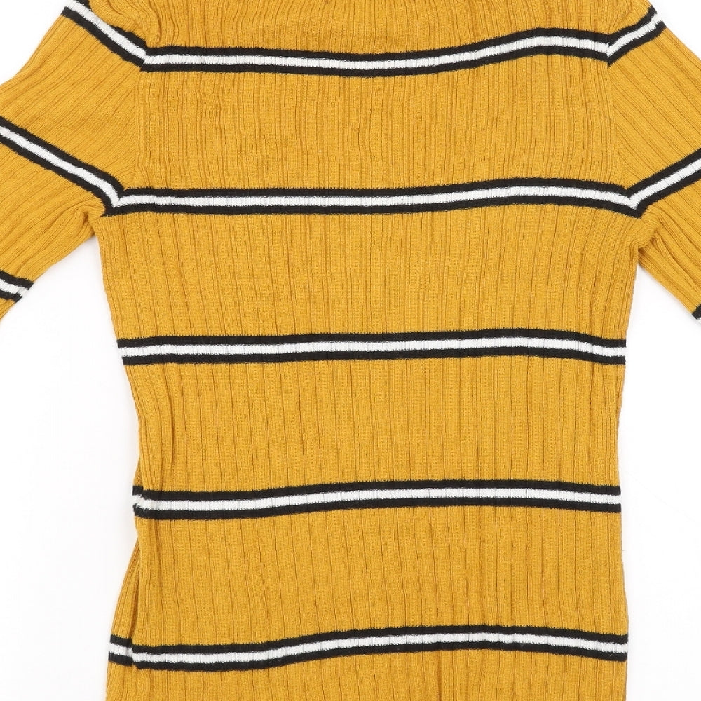 Primark Womens Yellow Striped Pullover Sweatshirt Size S