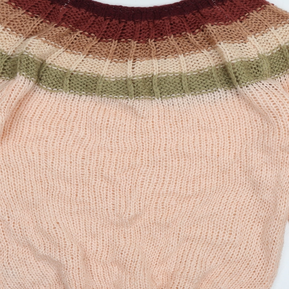 New Look Womens Pink Striped Knit Pullover Jumper Size L