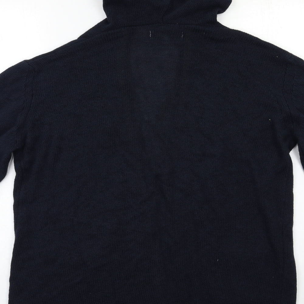 Isabella D Womens Blue Cardigan Hoodie Size M